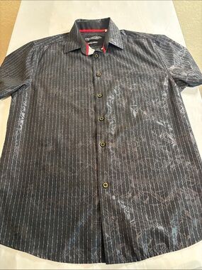 American Breed Smart Shirt Mens Black Textured Button Up Small